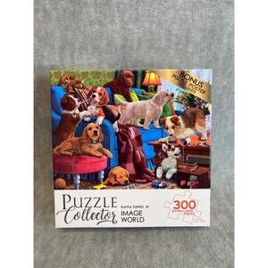 Puzzle Collector‎ Playful Puppies 300 Extra Large Pieces with Poster COMPLETE